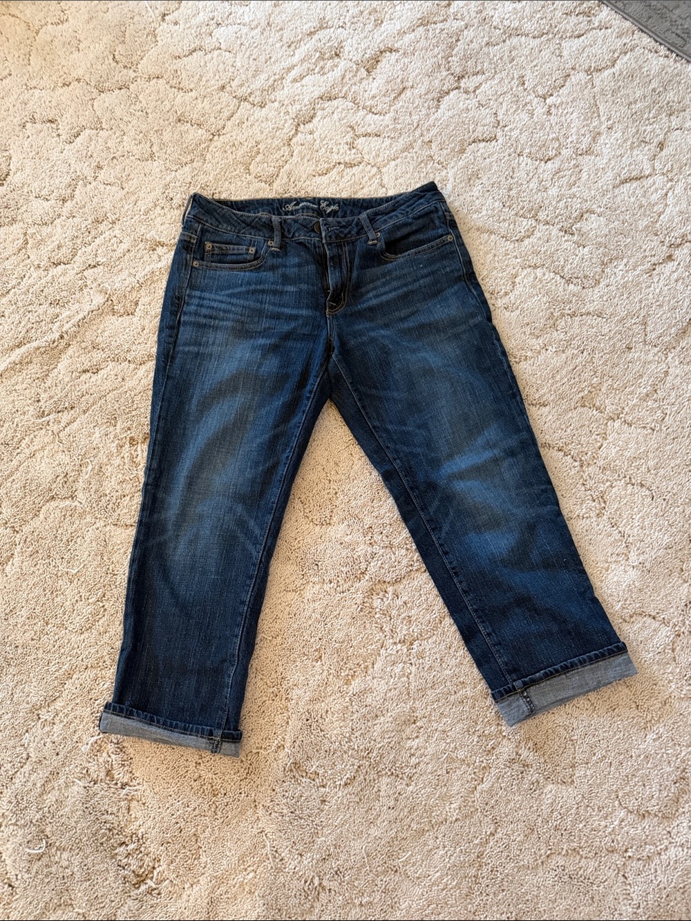 American Eagle Outfitters Dark Blue Cropped Jeans - Picture 4 of 7